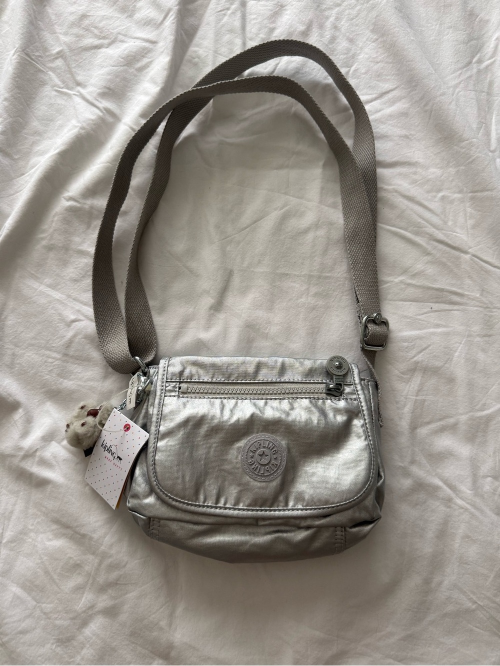 Kipling Metallic Silver Small Crossbody Bag